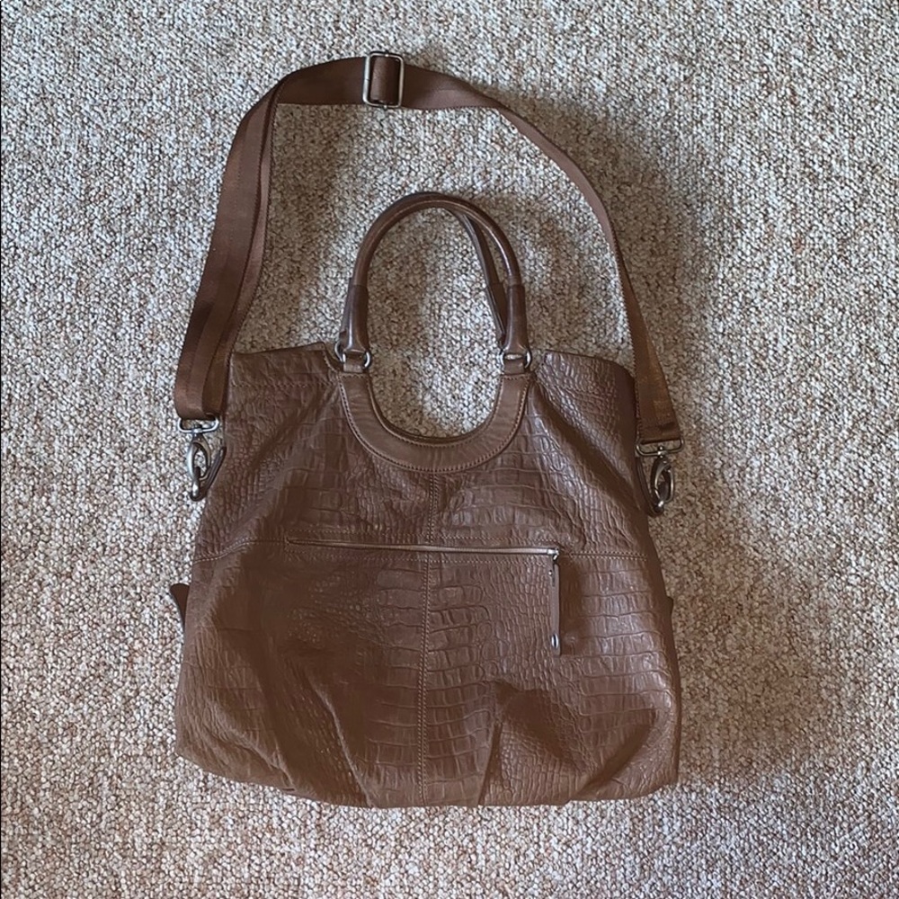 BCBG crossbody/tote bag, mushroom brown leather